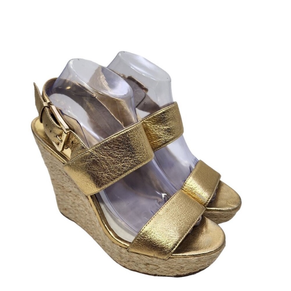 Michael Michael Kors Gold Wedge Sandals Size 9 Womens Espadrille Platform